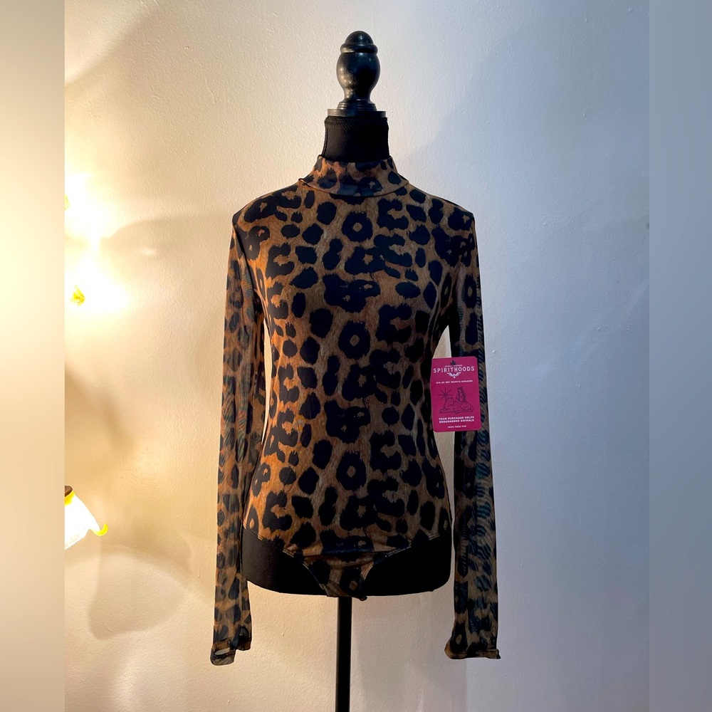 Spirithoods leopard mesh body suit